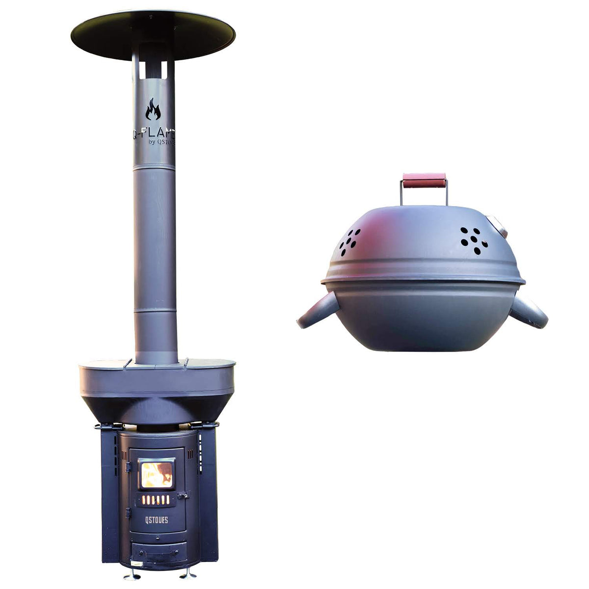 [Bundle] Qstoves Q05X Outdoor Wood Pellet Patio Heater with BBQ